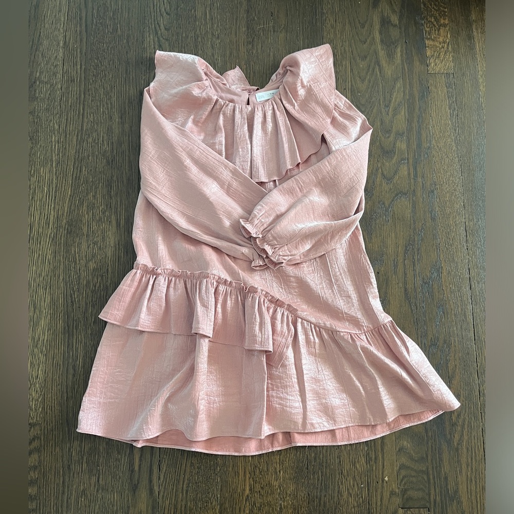 Zara Iridescent Pink Ruffled Gurls Party Dress